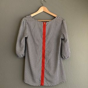 Bee Stitched 3/4 Sleeve Blouse Red Zipper Back